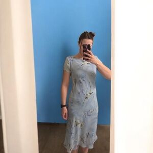 90s VINTAGE Jessica Howard Blue Floral Midi Dress